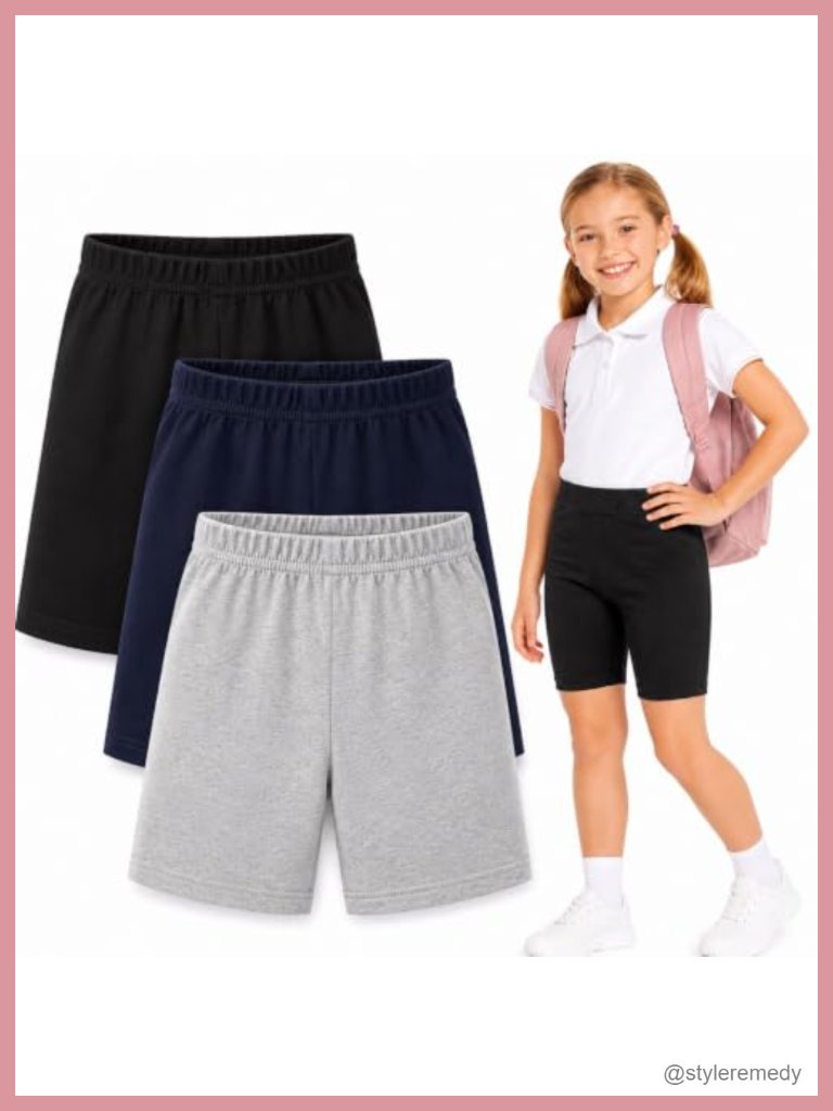 Cotton Spandex Biker Shorts 3 Pack Under Dress Shorts For Girls